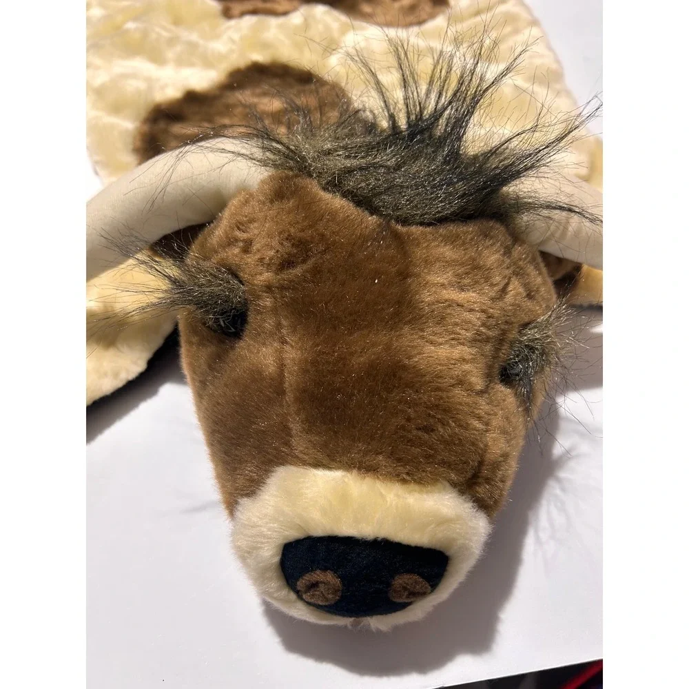 Carstens Plush Longhorn Cow Rug Nursery Baby Play Mat Decor Blanket Brown Cream